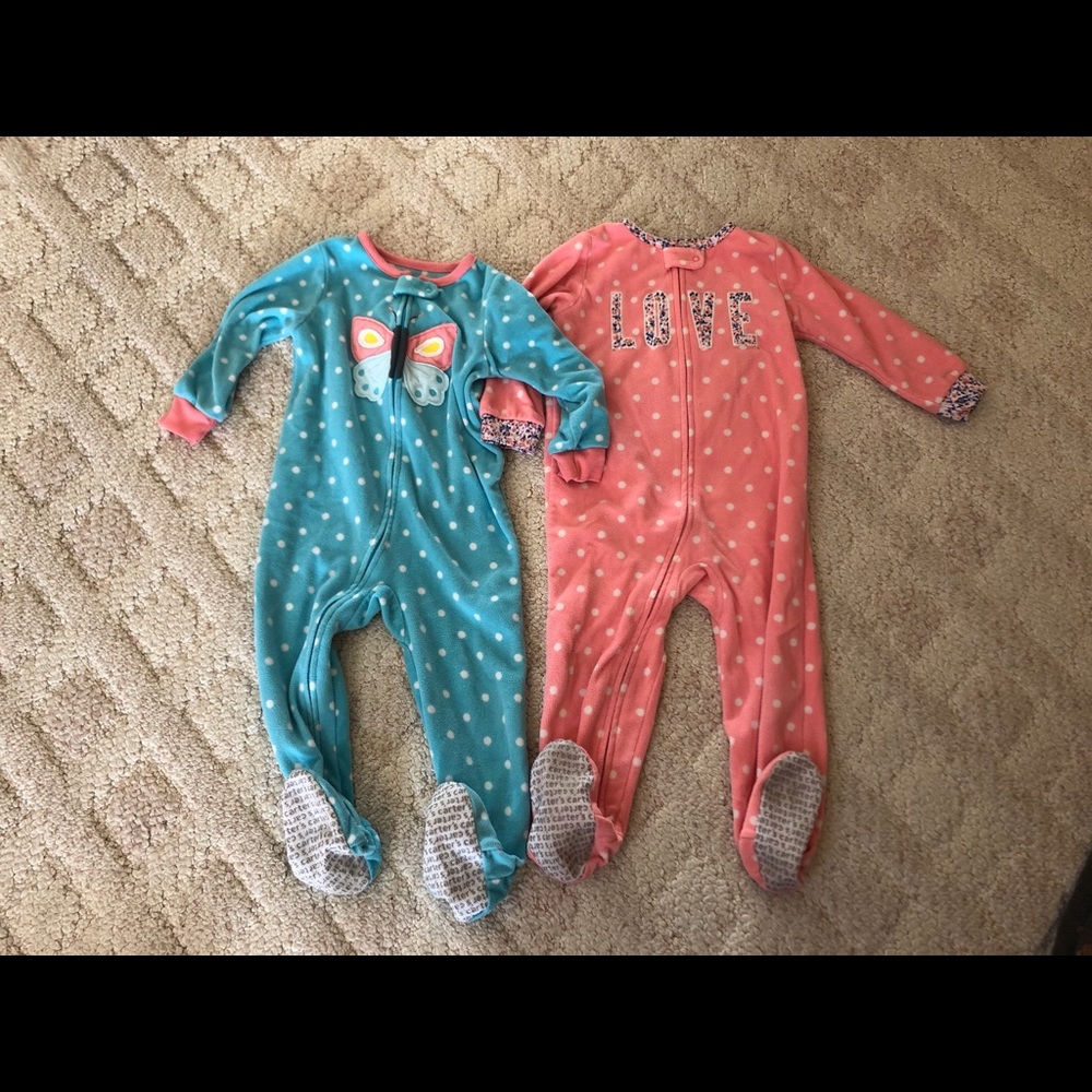 Set of two fleece footed PJs